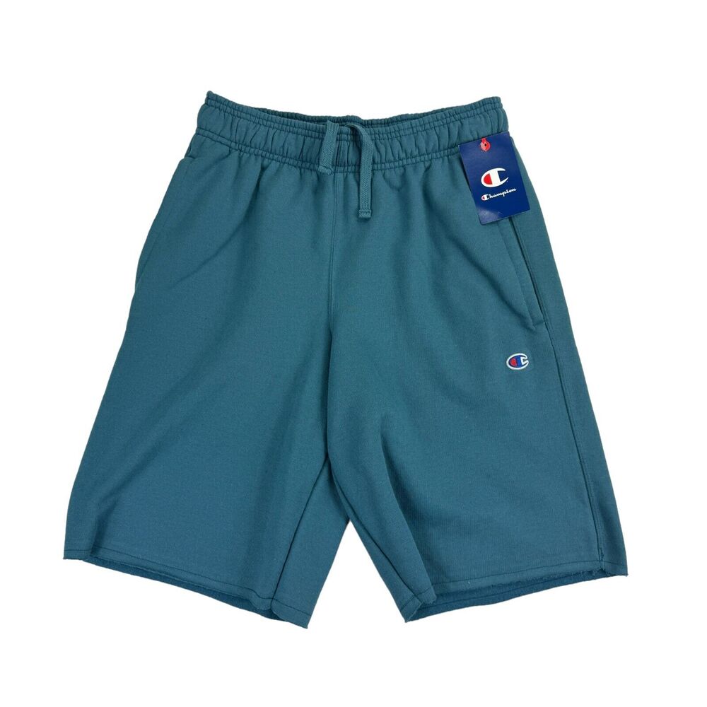 Champion Mens 10" Fleece Drawstring Logo Sweat Shorts Turquoise Blue S